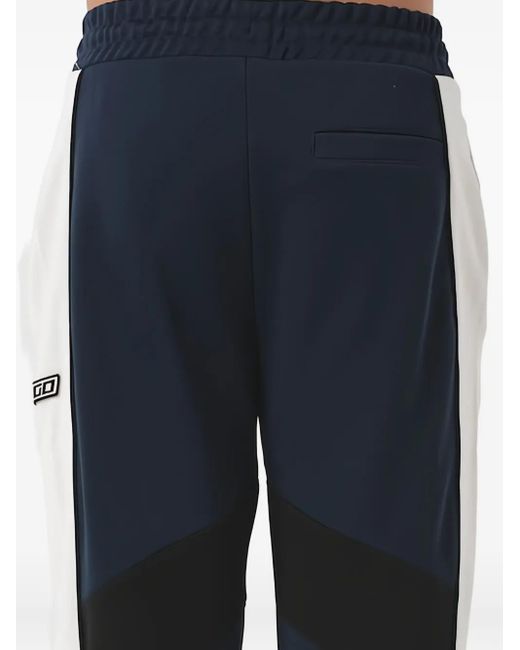 HUGO Blue Panelled Logo-Patch Track Pants for men