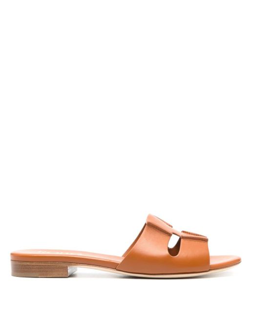 Rodo Brown Cut-out Flat Slides