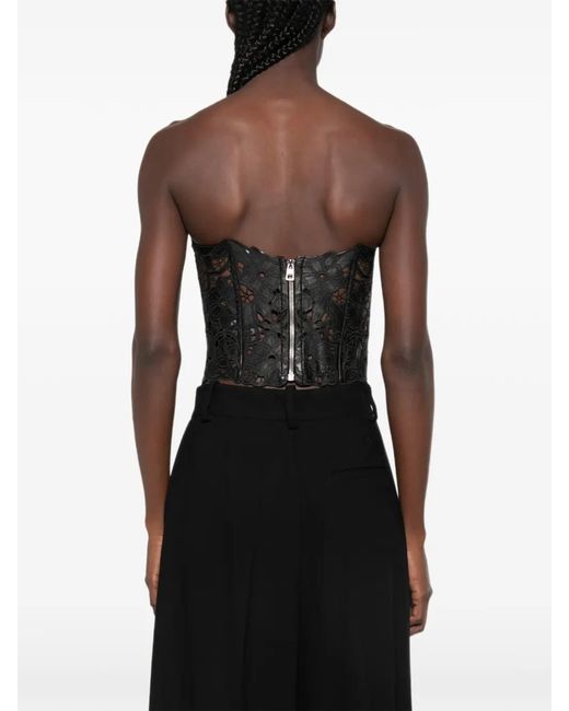 Ermanno Scervino Black Lace-Overlay Corset Top