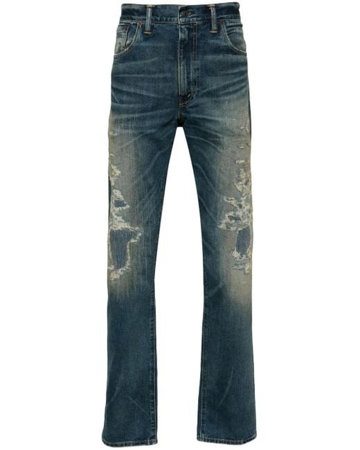 RRL Blue Distressed-Effect Jeans for men