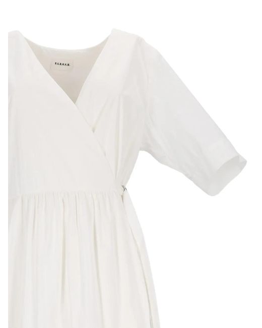 P.A.R.O.S.H. White Tiered Wrap Maxi Dress