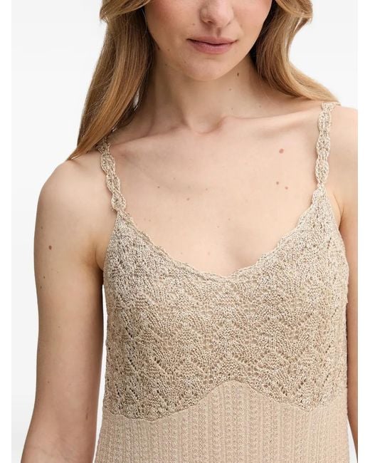 INTROPIA Natural Embellished Strap Midi Dress