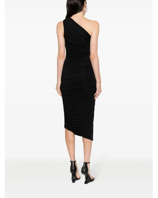 GAUGE81 Black Drapiertes One-Shoulder-Midikleid
