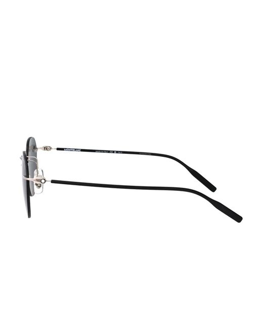 Montblanc Gray Round-Frame Sunglasses