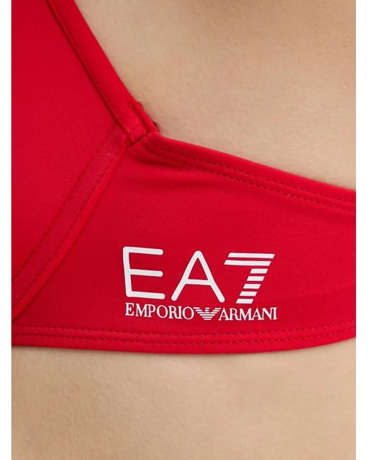 EA7 Red Logo-Print Bikini