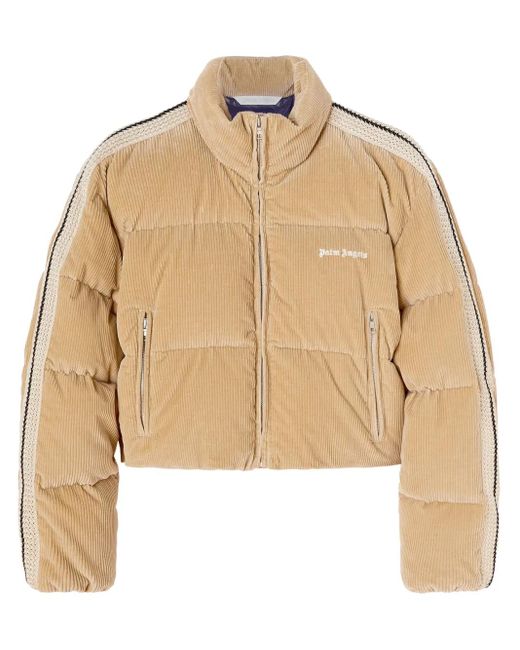 Palm Angels Natural Corduroy Crop Down Jacket