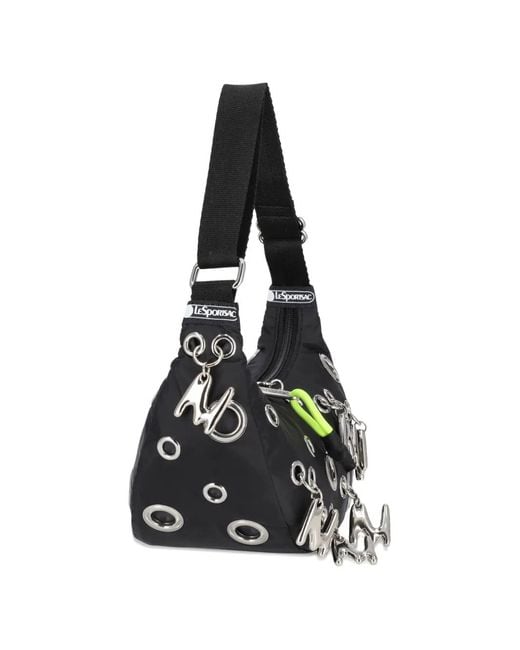 MSGM Black Eyelet Charm Shoulder Bag for men