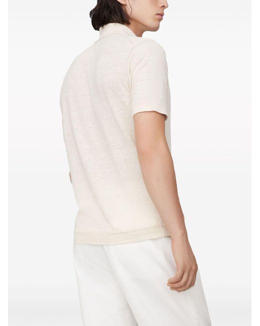 Brunello Cucinelli White Ribbed-collar Slub-texture Polo Shirt for men