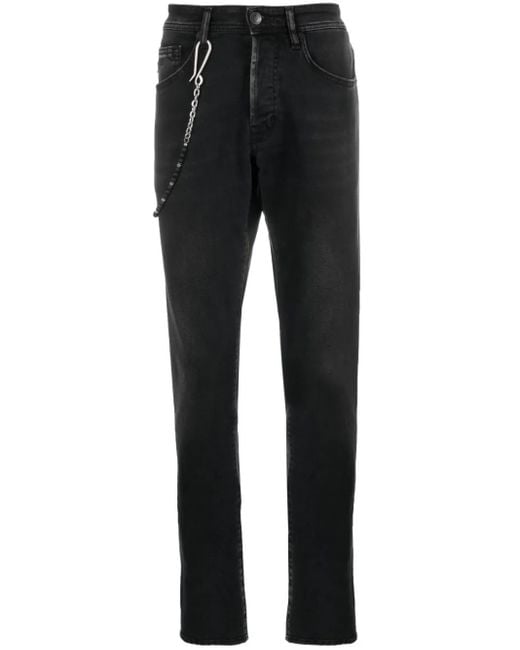 Sartoria Tramarossa Black Chain-Detail Slim-Fit Cotton Jeans for men