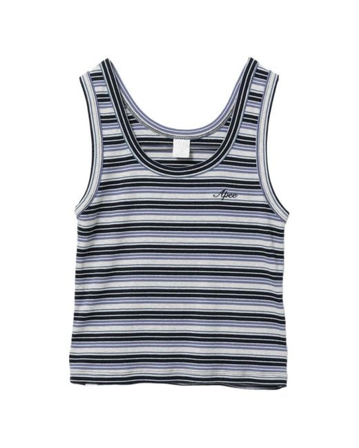 AAPE BY A BATHING AP Blue Logo Embroidered Strip Top