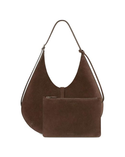 Courreges Brown Logo-Plaque Shoulder Bag