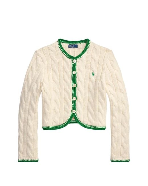 Polo Ralph Lauren White Cable-Knit Cardigan