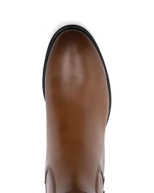 Santoni Brown Buckle-Detail Boots