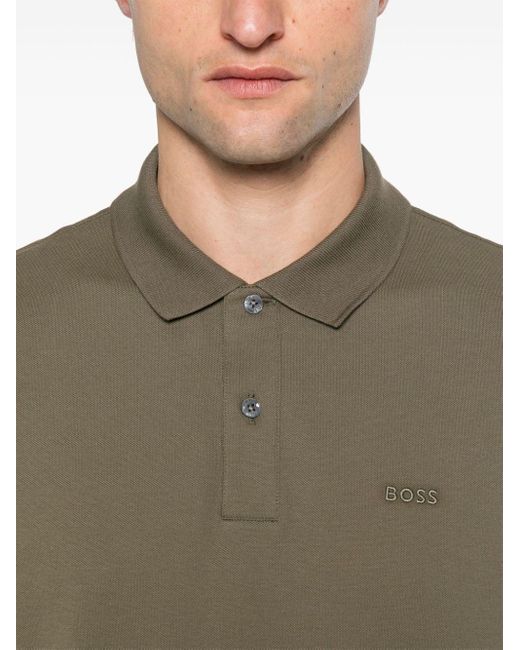 Boss Green Logo-embroidered Cotton Polo Shirt for men