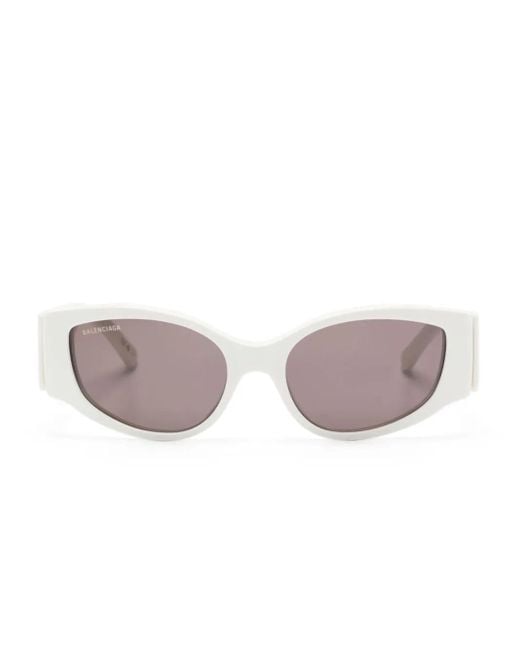 Balenciaga Pink Logo-Print Oval-Frame Sunglasses