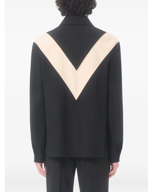 Valentino Garavani Black Logo-Patch Overshirt for men