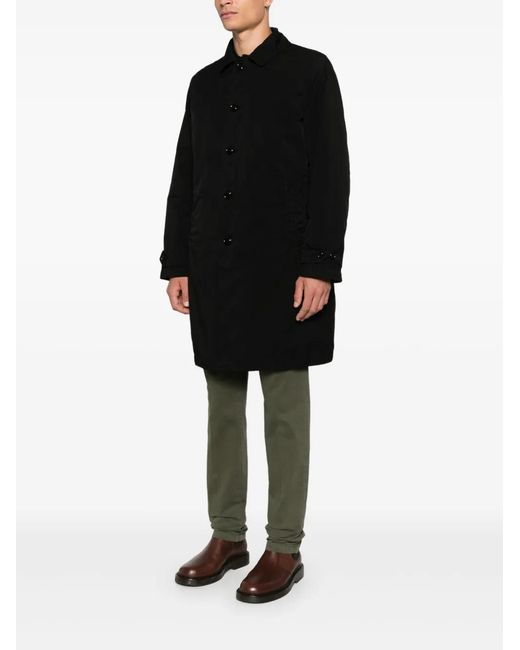 Aspesi Black Spread-Collar Single-Breasted Coat for men
