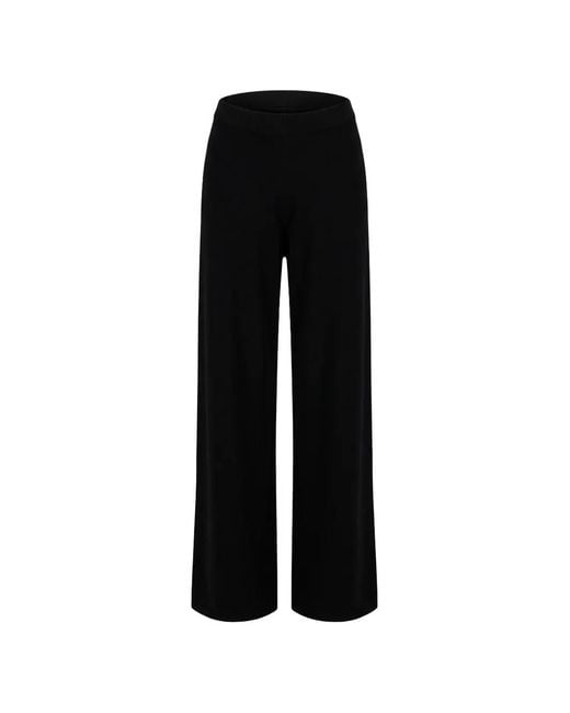 12 STOREEZ Black Fine-Knit Elasticated-Waistband Trousers