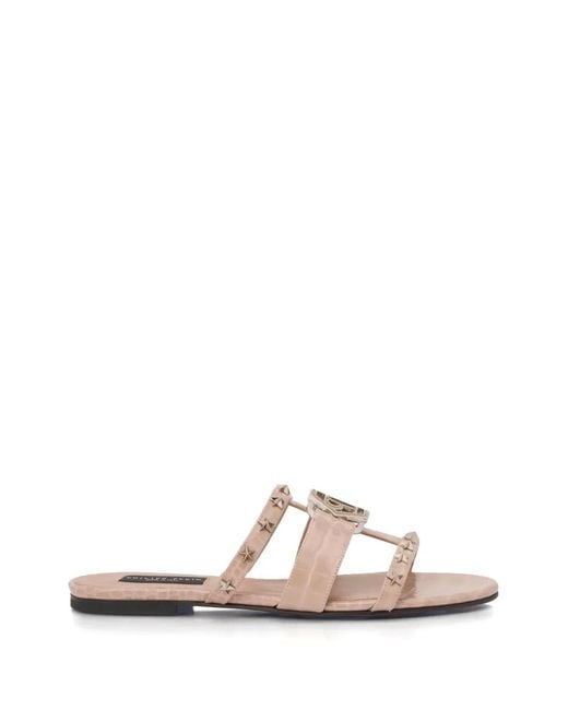 Philipp Plein White Cocco Print Slides Stars Hexagon