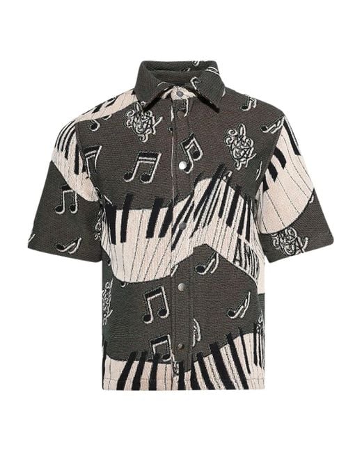 Amiri Black Piano Keys Tapestry Shirt for men