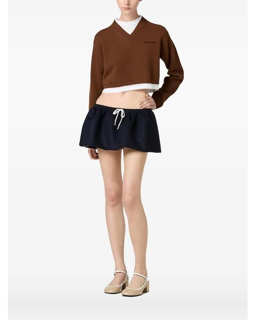 Miu Miu Brown Miumiu Maglia Scollo A V