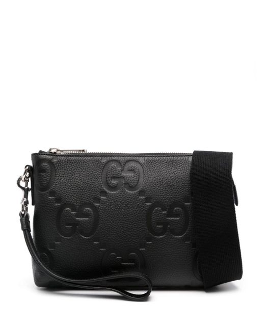 Gucci Logo embossed Leather Cross body Bag in Black for Men Lyst UK