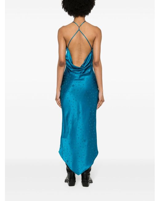 Amen Blue Patterned-jacquard Maxi Dress