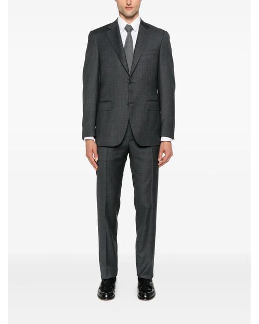 Canali Gray Checked Wool Suit for men