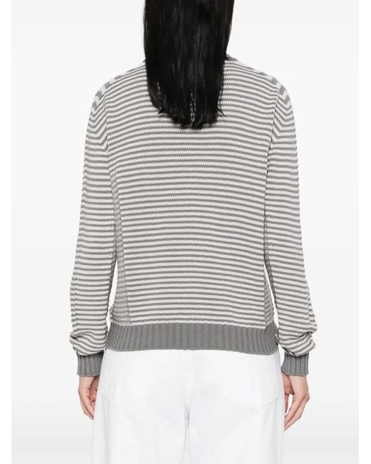 Emporio Armani Gray Striped Button-Up Cardigan
