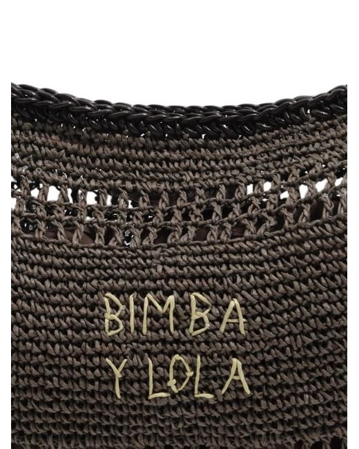 Bimba Y Lola Black Medium Chocolate Raffia-Effect Handbag