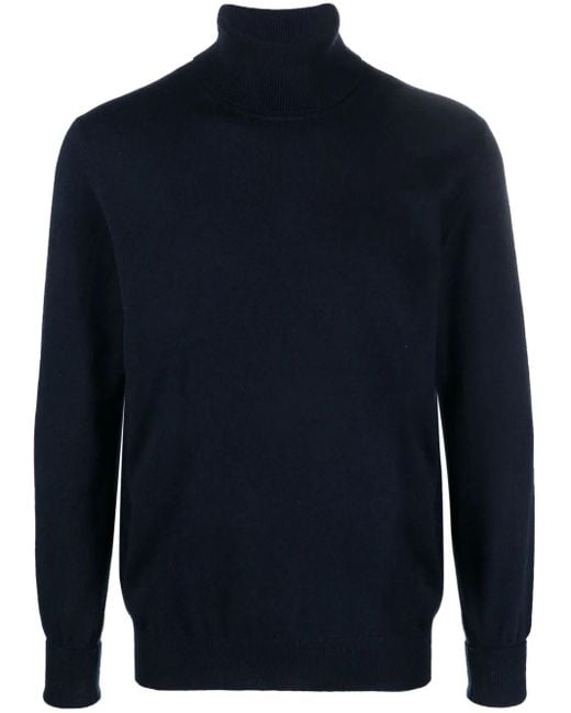 Ballantyne Blue Logo-Embroidered Roll-Neck Cashmere Jumper for men