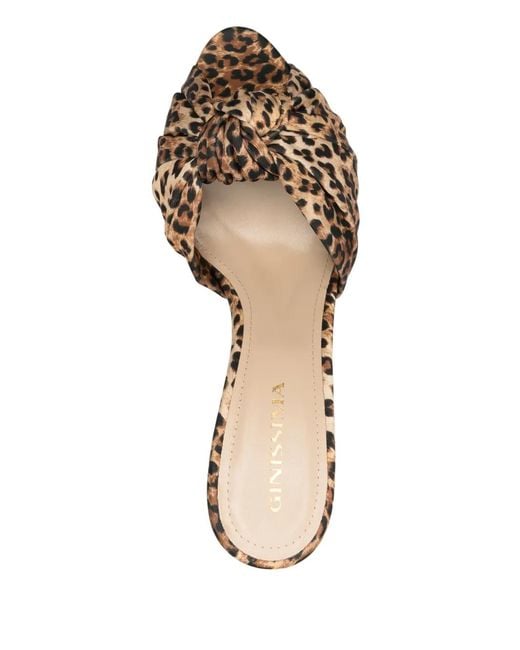 Ginissima Brown Leopard-Print Heeled Sandals