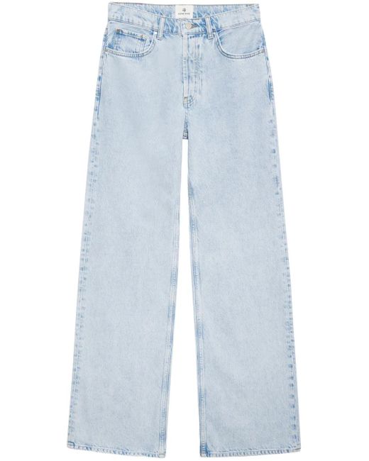 Anine Bing Hugh High Waist Jeans Met Wijde Pijpen in het Blue