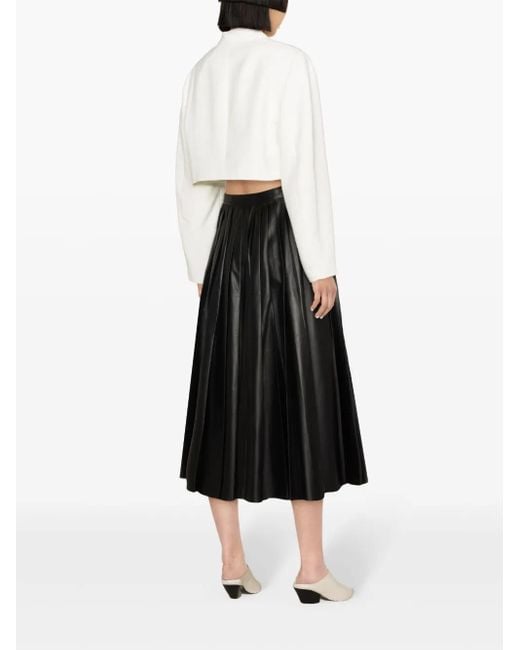 Fabiana Filippi Black Pleated Leather Skirt