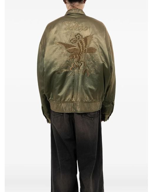 Maison Mihara Yasuhiro Green Embroidered Bomber Jacket for men