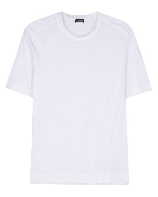 Zegna White Crew-neck Linen T-shirt for men