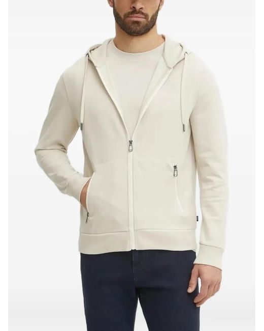 Joop! Natural Zip-Up Drawstring Hoodie for men