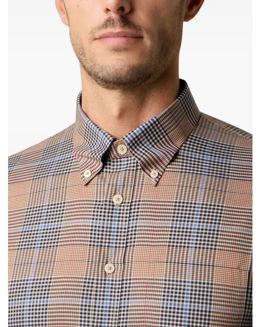 Brooks Brothers Gray Plaid-Patterned Button-Down Collar Shirt for men