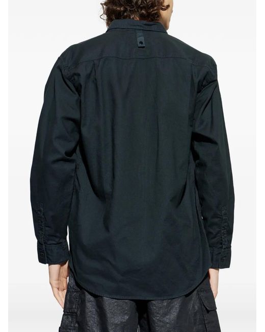 Stone Island Blue Embroidered Shirt for men