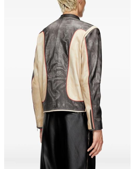 DIESEL Natural L-Evert Leather Biker Jacket for men