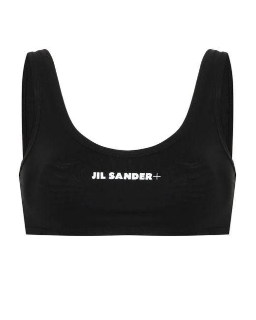 Jil Sander Black Logo-Print Bikini Top