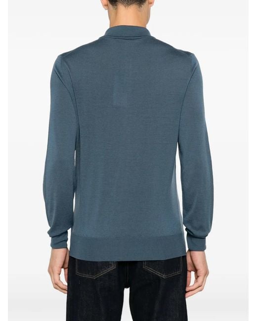 Canali Blue Knit Polo Shirt for men