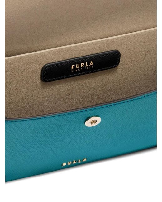 Furla Blue Lea Turn-Lock Clutch Bag