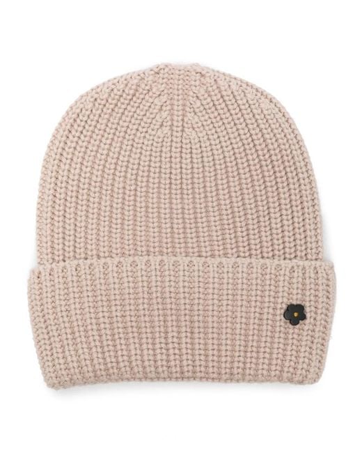 A PAPER KID Natural Ribbed Beanie