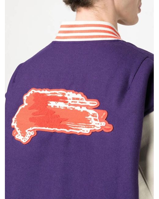 Y-3 Purple Graphic-Print Bomber Jacket for men