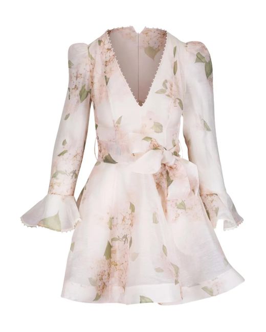 Zimmermann フローラル ミニドレス Natural