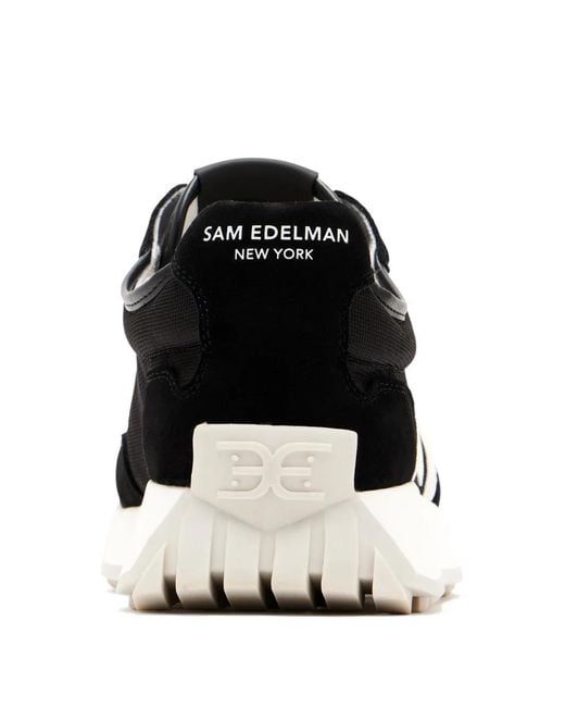 Sam Edelman Black Langley Panelled Logo-Patch Sneakers