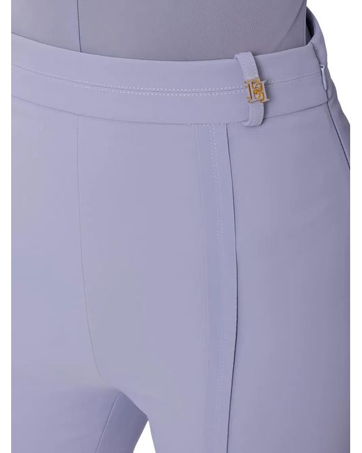 Elisabetta Franchi Purple Pantalon En Crêpe Stretch Double Couche Avec Breloque Logo