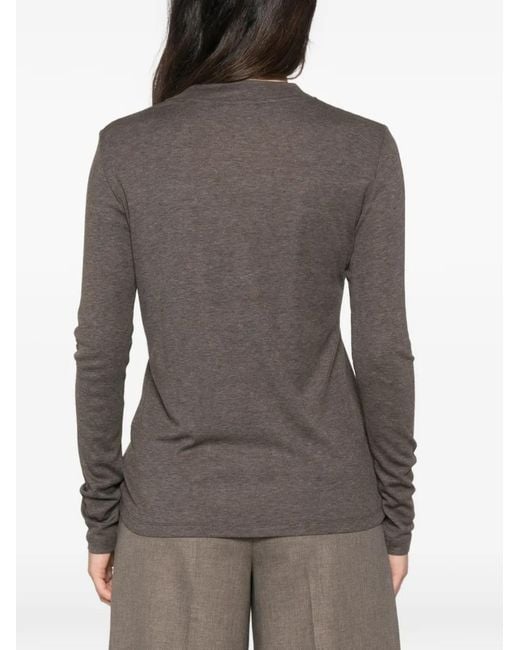 MAISON 123 Gray Flynn Long-Sleeve High-Neck T-Shirt