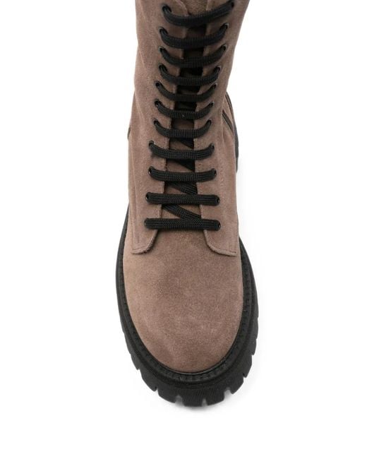 GISEL B Brown Lace-Up Suede Boots